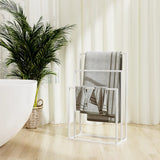 'Vidaxl White Freestanding Towel Rack - Iron Material, 3-Tier Bathroom Storage Organizer, Space-Savvy, Industrial And Modern Style