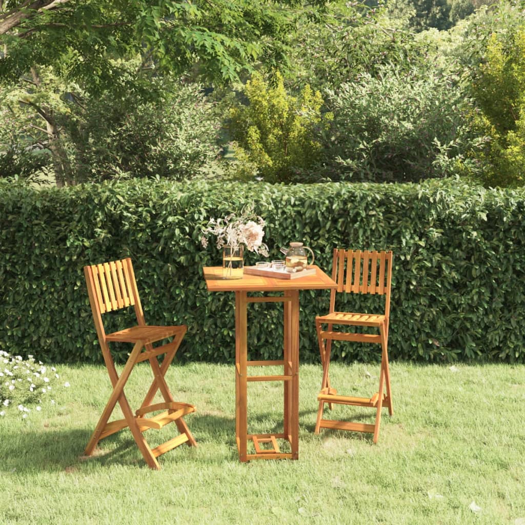 Vidaxl Bistro Set 3 Piece, Patio Bistro Table And Chair Set For Porch Garden, Outdoor Furniture Set Bar Table With Sturdy Tabletop, Solid Wood Acacia