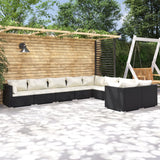 Vidaxl 9 Piece Patio Lounge Set With Cushions Poly Rattan Black