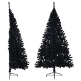 Vidaxl Artificial Half Christmas Tree With Stand Black 8 Ft Pvc -Used