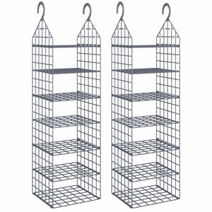 Vidaxl Hanging Closet Organiser - Gray 7-Shelf Wardrobe Organizer With Open Design - Lightweight And Easy To Install - Ideal Storage Solution For Clothes, Shoes, And Accessories