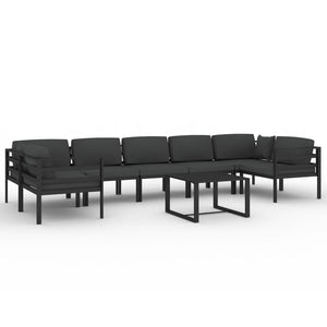 Vidaxl 8-Piece Patio Lounge Set In Anthracite - Aluminum Outdoor Furniture With Modular Design, Comfy Cushions, And Back Pillows