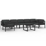 Vidaxl 8-Piece Patio Lounge Set In Anthracite - Aluminum Outdoor Furniture With Modular Design, Comfy Cushions, And Back Pillows