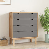 Vidaxl Drawer Cabinet Otta Brown&Gray 30.1''X15.6''X35.4'' Solid Wood Pine