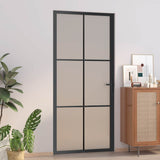 vidaXL Interior Door 36.6x79.3 Black Matt Glass and Aluminum