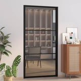 vidaXL Interior Door 40.4x79.3 Black ESG Glass and Aluminum