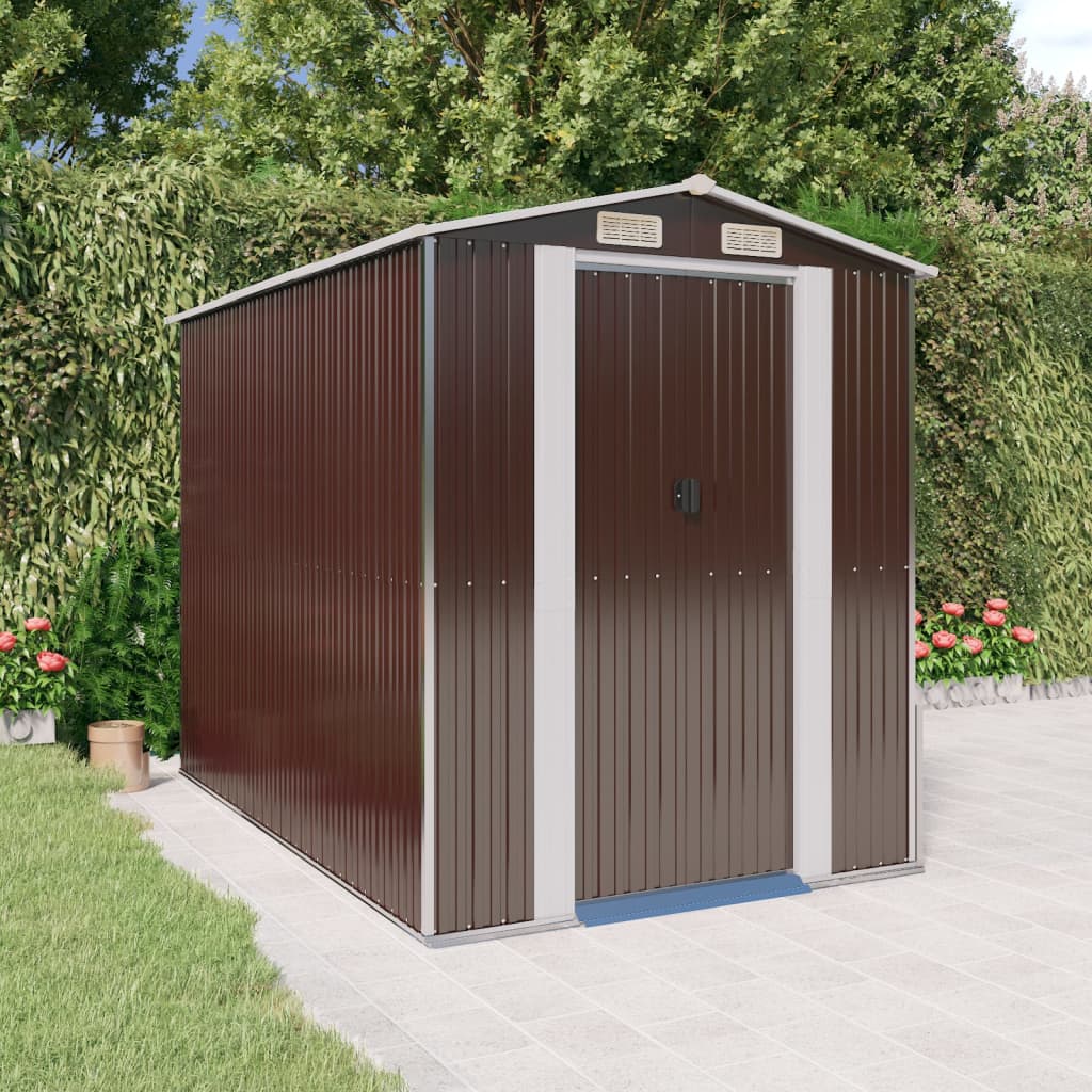 'Vidaxl Galvanized Steel Garden Shed - Durable, Spacious Outdoor Storage Solution For Garden Tools And Equipment - Ventilated, Easy Access