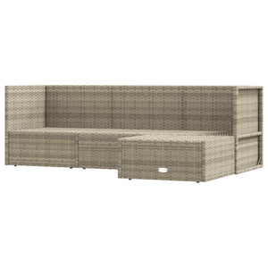 Vidaxl 4-Piece Patio Lounge Set With Cushions - Adjustable Pe Rattan Outdoor Furniture Set - Gray - Powder-Coated Steel Frame - Economical And Convenient - Contemporary Design