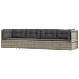 Vidaxl Patio Lounge Set: 4-Piece Outdoor Furniture With Gray Poly Rattan And Cushions For Garden