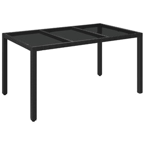 Vidaxl Patio Dining Table With Glass Top - Outdoor Furniture, Poly Rattan Design, Stylish Black Finish, Easy To Assemble, Weather-Resistant, Durable And Stable, Size: 59.1'X35.4'X29.5'