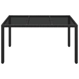 Vidaxl Patio Dining Table With Glass Top - Outdoor Furniture, Poly Rattan Design, Stylish Black Finish, Easy To Assemble, Weather-Resistant, Durable And Stable, Size: 59.1'X35.4'X29.5'