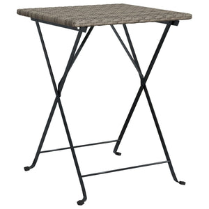 Vidaxl Modern Style Folding Bistro Table - Outdoor Furniture, Weather Resistant Poly Rattan, Sturdy Powder-Coated Steel Frame, Space-Saving Foldable Design - Gray (21.7'X21.3'X28')