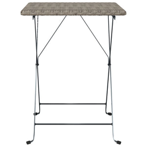 Vidaxl Modern Style Folding Bistro Table - Outdoor Furniture, Weather Resistant Poly Rattan, Sturdy Powder-Coated Steel Frame, Space-Saving Foldable Design - Gray (21.7'X21.3'X28')