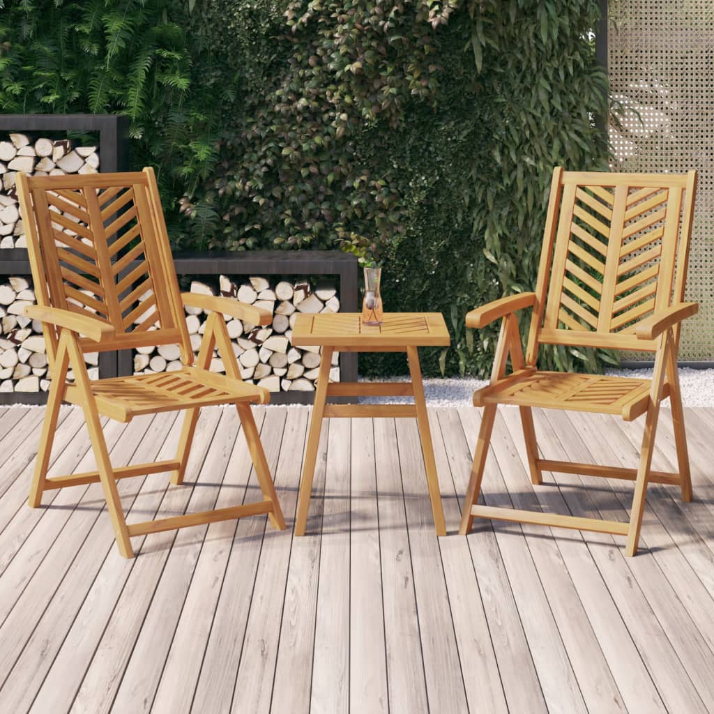 Vidaxl Patio Chair 2 Pcs, Reclining Chair Outdoor Furniture For Porch Lawn Garden, Outdoor Seating Camping Chair With Armrests, Solid Wood Acacia