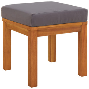 Vidaxl Solid Acacia Wood Patio Stools With Cushions - Set Of 2 - Durable Outdoor Furniture - Grey Cushions Included - Easy Assembly - 15.7'X15.7'X16.5'