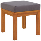 Vidaxl Solid Acacia Wood Patio Stools With Cushions - Set Of 2 - Durable Outdoor Furniture - Grey Cushions Included - Easy Assembly - 15.7'X15.7'X16.5'