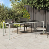 Vidaxl Table Wicker Outdoor Furniture White Poly Rattan/Tempered Glass - Sturdy Steel Frame, Adjustable Feet, Easy-To-Clean Top, Ideal For Garden/Patio/Deck, 98.4' L X 39.4' W X 29.5' H