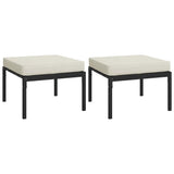 Vidaxl Patio Footstools, Set Of 2, Comfortable Steel Outdoor Furniture With Sand Cushions, Modular And Durable, Black - 23.6'X23.6'X13.8'