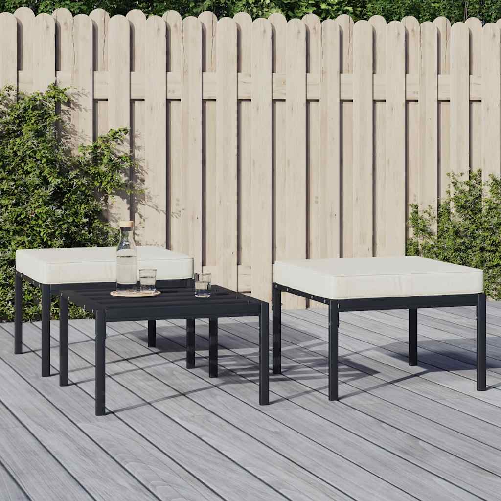 Vidaxl Patio Footstools, Set Of 2, Comfortable Steel Outdoor Furniture With Sand Cushions, Modular And Durable, Black - 23.6'X23.6'X13.8'