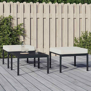 Vidaxl Patio Footstools, Set Of 2, Comfortable Steel Outdoor Furniture With Sand Cushions, Modular And Durable, Black - 23.6'X23.6'X13.8'