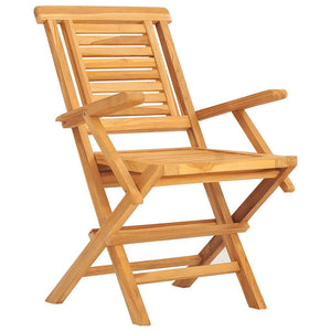 Vidaxl Solid Teak Wood Brown Folding Patio Chairs – Set Of 2, Garden Seating With Armrest & Backrest, Water-Resistant Outdoor Furniture