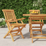 Vidaxl Solid Teak Wood Brown Folding Patio Chairs – Set Of 2, Garden Seating With Armrest & Backrest, Water-Resistant Outdoor Furniture