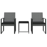 Vidaxl 3 Piece Patio Dining Set - Dark Gray Pp Rattan Outdoor Furniture With Cushions And Steel Frame, Modular Design For Personalized Configurations
