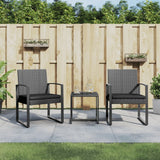 Vidaxl 3 Piece Patio Dining Set - Dark Gray Pp Rattan Outdoor Furniture With Cushions And Steel Frame, Modular Design For Personalized Configurations