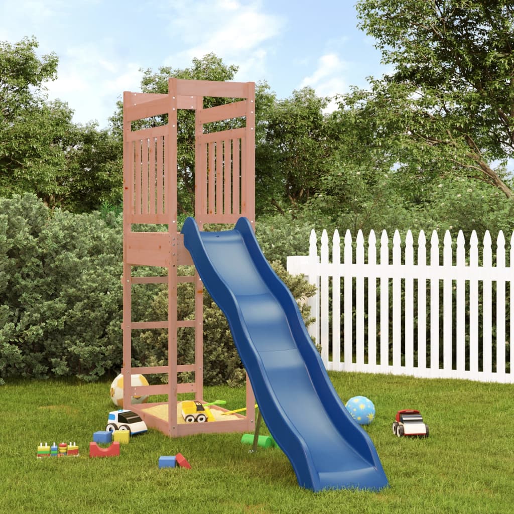 'Vidaxl Outdoor Playset - Solid Douglas Wood Construction - Imaginative Playground With Wave Slide And Sandpit - For Kids Aged 3 To 8 - Brown