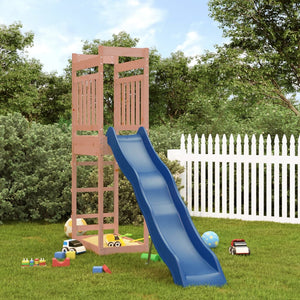 'Vidaxl Outdoor Playset - Solid Douglas Wood Construction - Imaginative Playground With Wave Slide And Sandpit - For Kids Aged 3 To 8 - Brown