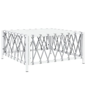 Vidaxl Patio Table Outdoor Furniture In White With Durable Woven Fabric And Robust Powder-Coated Steel Frame; Measures 27.6'X27.6'X13.4'; Modular Design