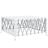 Vidaxl Patio Table Outdoor Furniture In White With Durable Woven Fabric And Robust Powder-Coated Steel Frame; Measures 27.6'X27.6'X13.4'; Modular Design