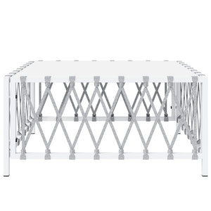 Vidaxl Patio Table Outdoor Furniture In White With Durable Woven Fabric And Robust Powder-Coated Steel Frame; Measures 27.6'X27.6'X13.4'; Modular Design