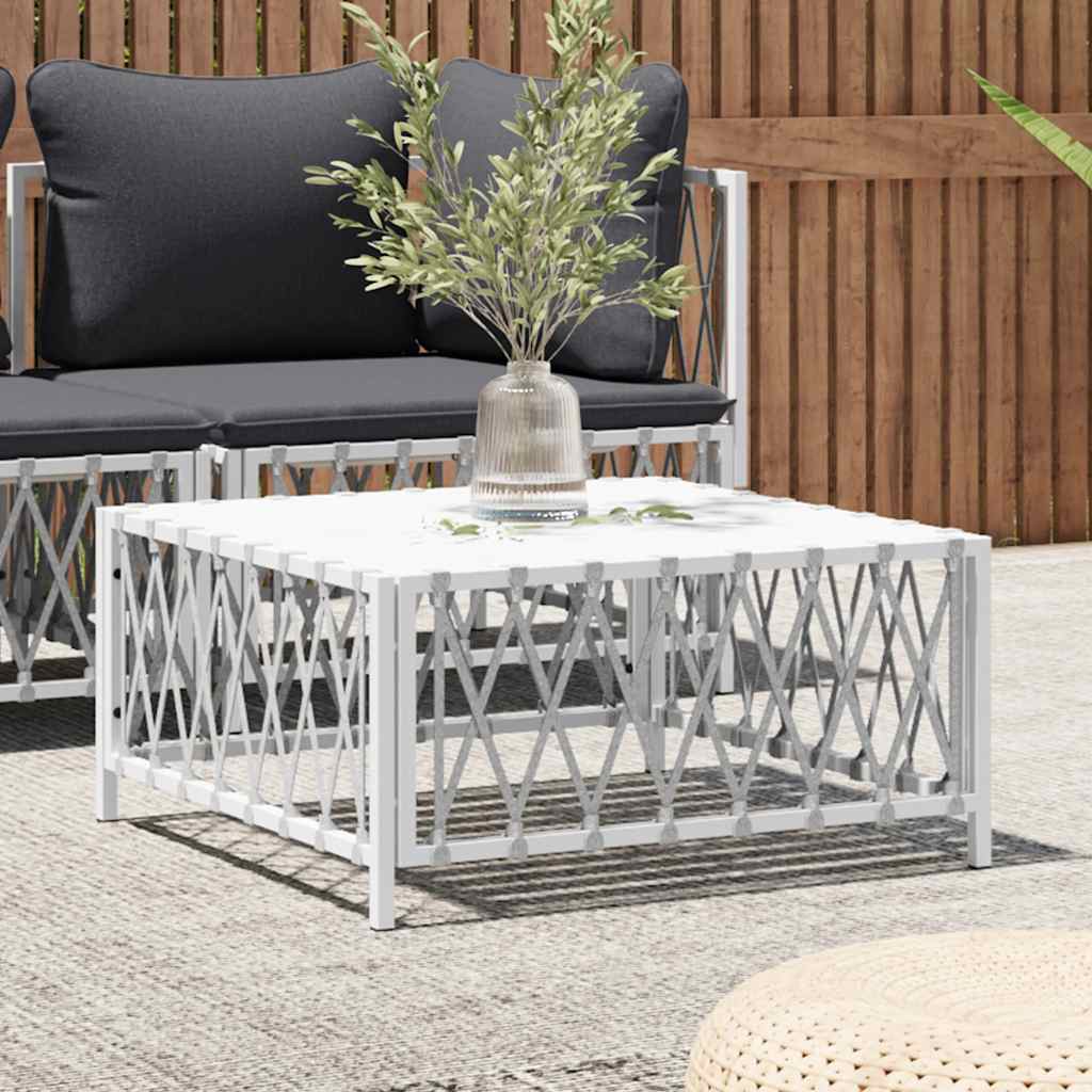 Vidaxl Patio Table Outdoor Furniture In White With Durable Woven Fabric And Robust Powder-Coated Steel Frame; Measures 27.6'X27.6'X13.4'; Modular Design