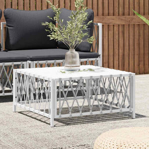 Vidaxl Patio Table Outdoor Furniture In White With Durable Woven Fabric And Robust Powder-Coated Steel Frame; Measures 27.6'X27.6'X13.4'; Modular Design