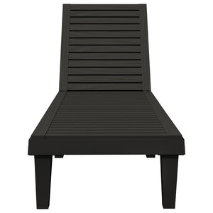 Vidaxl Adjustable Backrest Sun Lounger-Black- Polypropylene Material, Lightweight, Uv & Weather Resistant, Imitation Wood Texture Design, Easy To Move, Ideal For Outdoor Living Space.