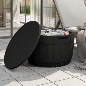 Vidaxl 3-In-1 Patio Storage Box - Multifunctional Outdoor Furniture - Durable Polypropylene - Imitation Wood Texture Design - Convenient Storage Capacity - Black