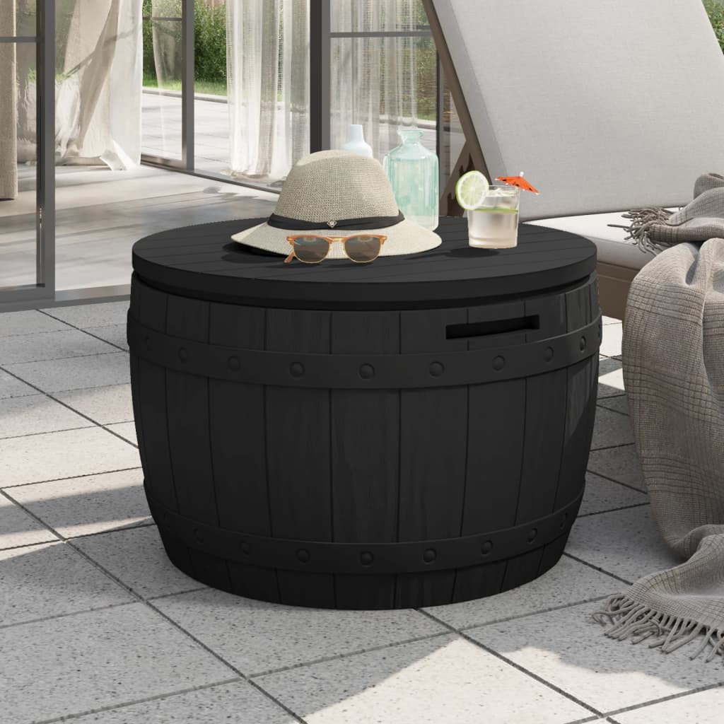 Vidaxl 3-In-1 Patio Storage Box - Multifunctional Outdoor Furniture - Durable Polypropylene - Imitation Wood Texture Design - Convenient Storage Capacity - Black