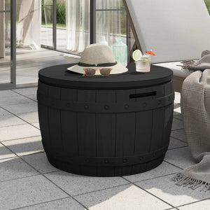 Vidaxl 3-In-1 Patio Storage Box - Multifunctional Outdoor Furniture - Durable Polypropylene - Imitation Wood Texture Design - Convenient Storage Capacity - Black