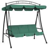 Vidaxl Green Garden Swing Bench With Canopy And Convertible Bed - Durable Oxford Fabric And Powder-Coated Steel Outdoor Furniture