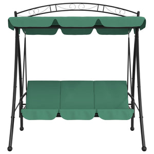 Vidaxl Green Garden Swing Bench With Canopy And Convertible Bed - Durable Oxford Fabric And Powder-Coated Steel Outdoor Furniture
