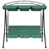 Vidaxl Green Garden Swing Bench With Canopy And Convertible Bed - Durable Oxford Fabric And Powder-Coated Steel Outdoor Furniture