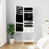 Vidaxl Led Mirror Jewelry Cabinet - Free Standing, Lockable, Engineered Wood, Full-Length Mirror, Eiffel Tower Legs - Convenient Organized Jewelry And Accessories Storage In White