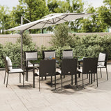 Vidaxl 7 Piece Patio Dining Set With Cushions, Black Poly Rattan, Outdoor Furniture With Weather-Resistant Material, Modular Design, Comfortable Seating, Tempered Glass Top Table