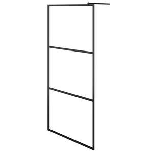'Vidaxl Walk-In Shower Wall With Shelf, Durable Esg Glass And Aluminum Construction, Adjustable Profile, Practical And Minimalist Design - Black