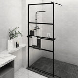 'Vidaxl Walk-In Shower Wall With Shelf, Durable Esg Glass And Aluminum Construction, Adjustable Profile, Practical And Minimalist Design - Black