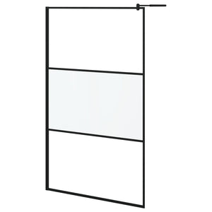 'Vidaxl Walk-In Shower Wall With Shelf - Modern Design, Adjustable Esg Glass And Aluminium Features, Frosted Black Finish