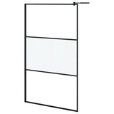 'Vidaxl Walk-In Shower Wall With Shelf - Modern Design, Adjustable Esg Glass And Aluminium Features, Frosted Black Finish