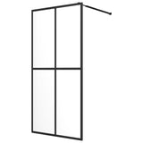 'Vidaxl Walk-In Shower Wall With Shelf | Black Esg Glass & Aluminum| Durability & Aesthetics | Adjustable & Versatile | Minimalist Design| 46.5'X74.8''
