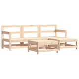 Vidaxl 5-Piece Solid Pine Wood Patio Lounge Set - Outdoor Furniture With Cushions, Modular Sofa, Chairs, Footstools/Table, Beige Comfort